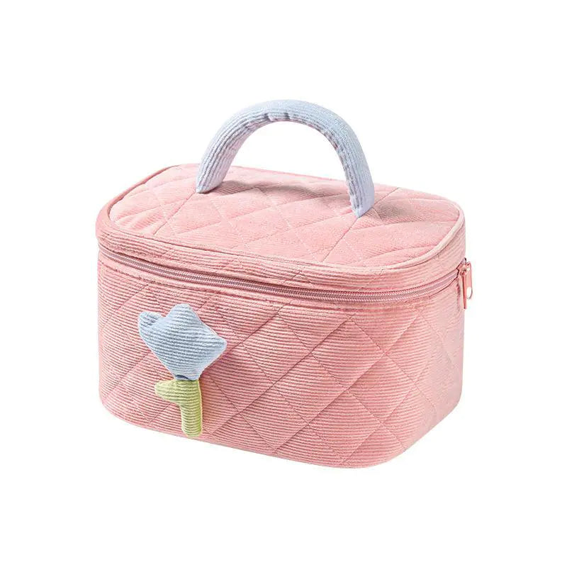 Cute Corduroy Makeup Bag - Portable Large Capacity