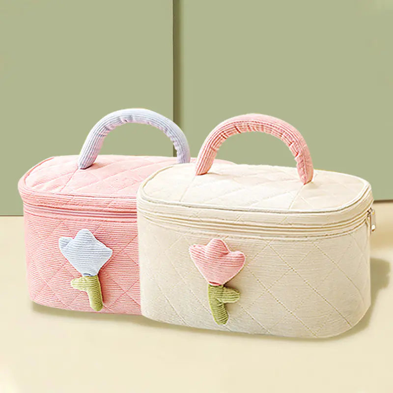 Cute Corduroy Makeup Bag - Portable Large Capacity