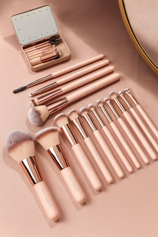 Makeup Brushes with Luminous Mirror