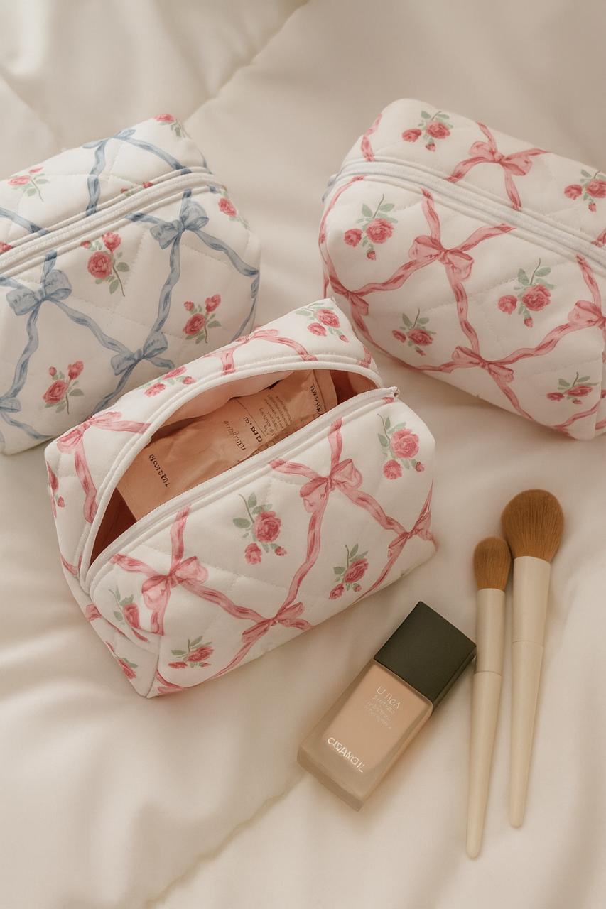 Floral Quilted Cosmetic Case