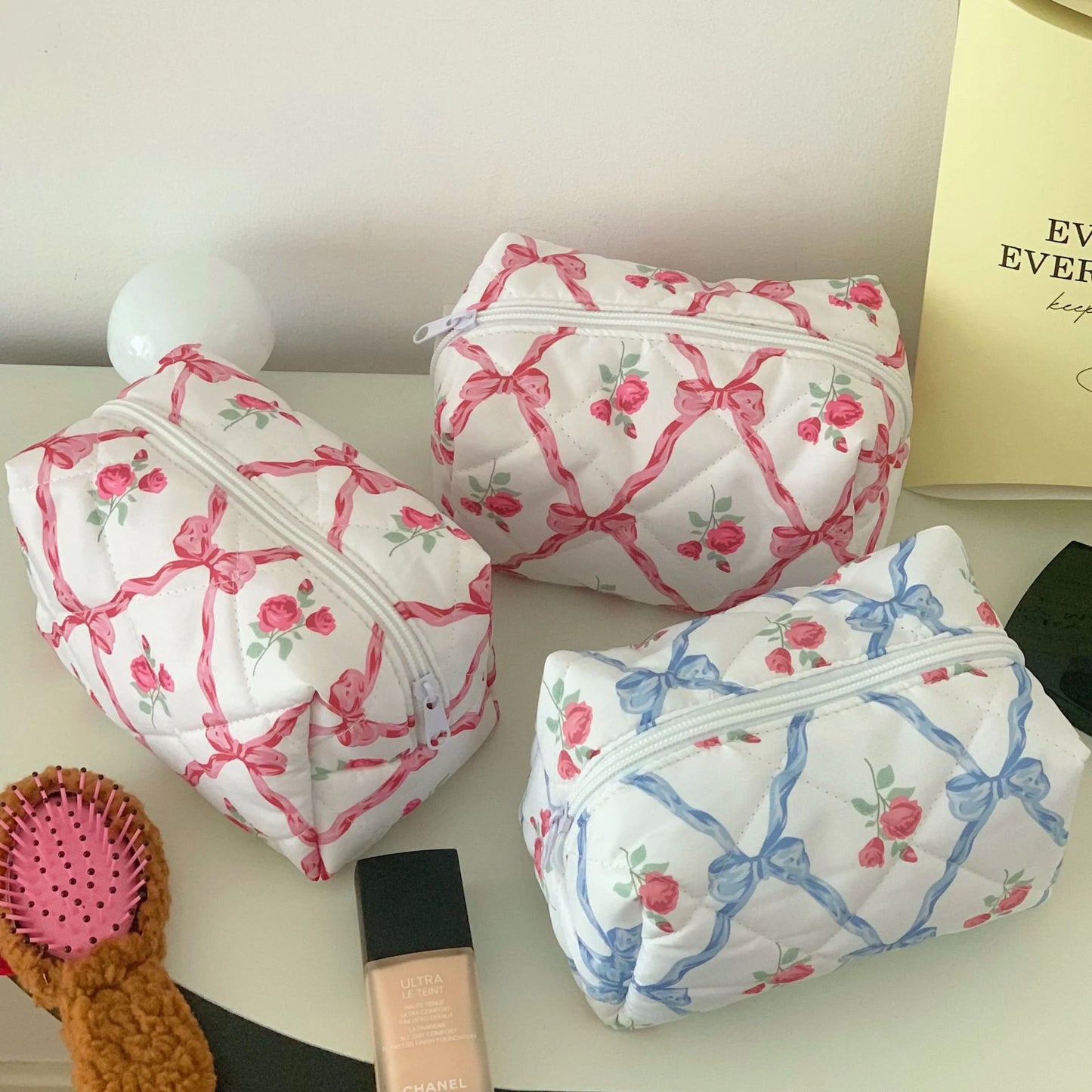 Floral Quilted Cosmetic Case