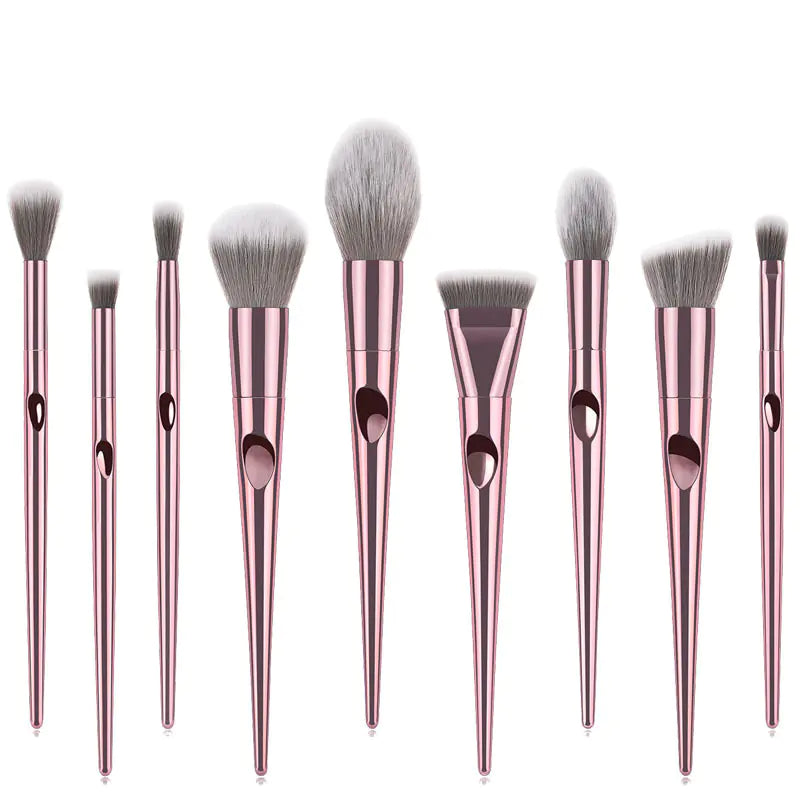 10 Long Handle Thumbprint Makeup Brushes
