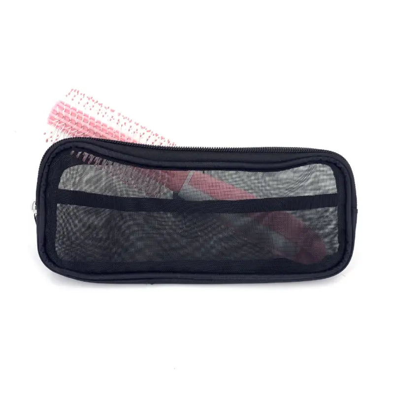 Portable Black Mesh Makeup Bag for Travel Organizing
