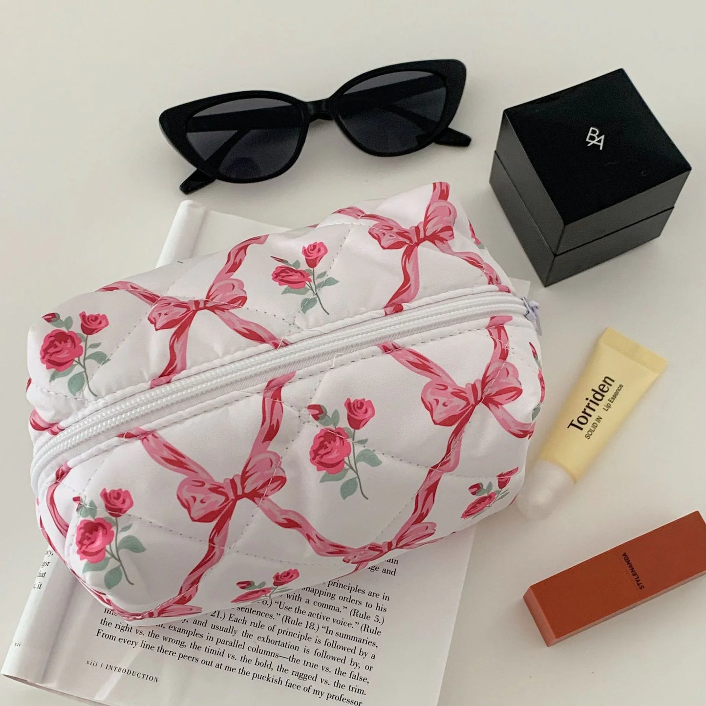 Floral Quilted Cosmetic Case