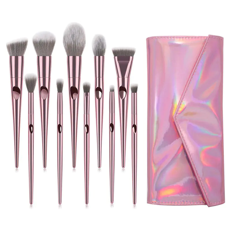 10 Long Handle Thumbprint Makeup Brushes