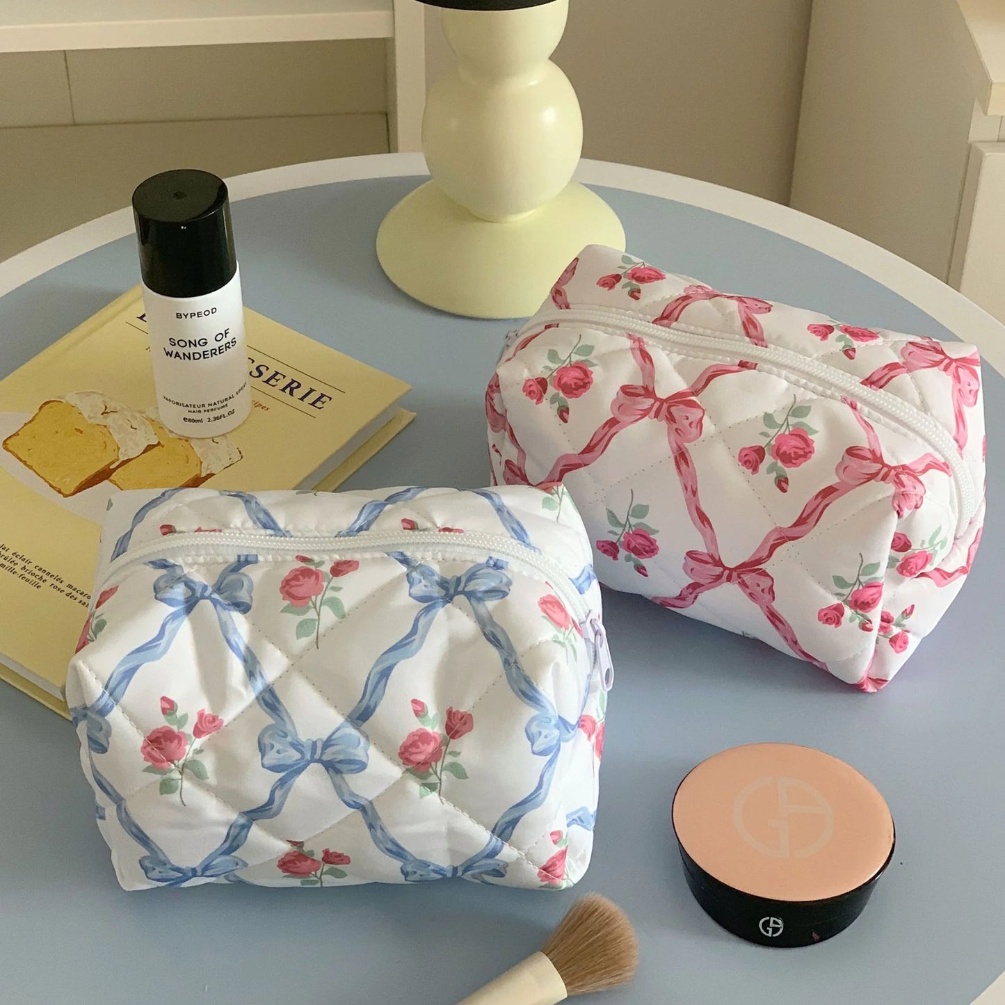 Floral Quilted Cosmetic Case