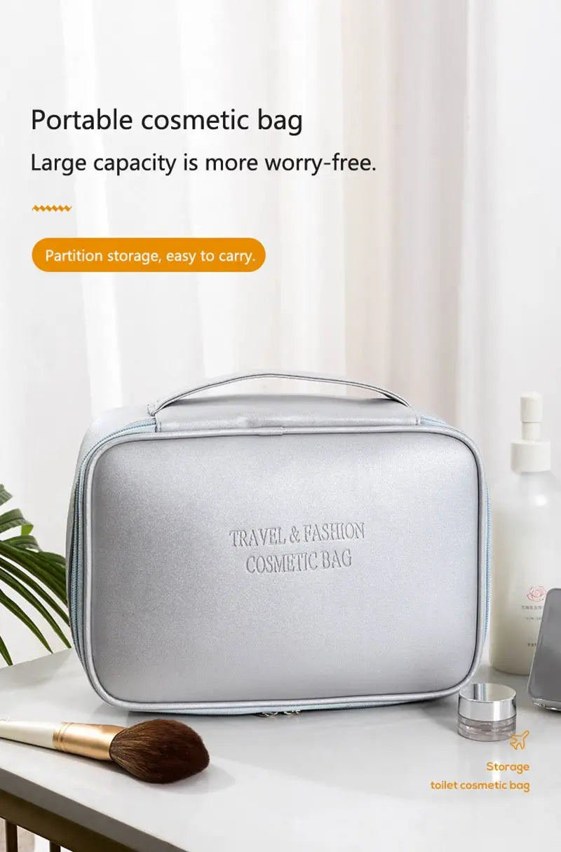 Chic Waterproof Cosmetic Bag - Solid Color