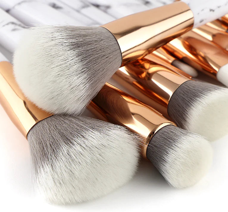 Marble Makeup Brushes Set - Cosmetic Tools