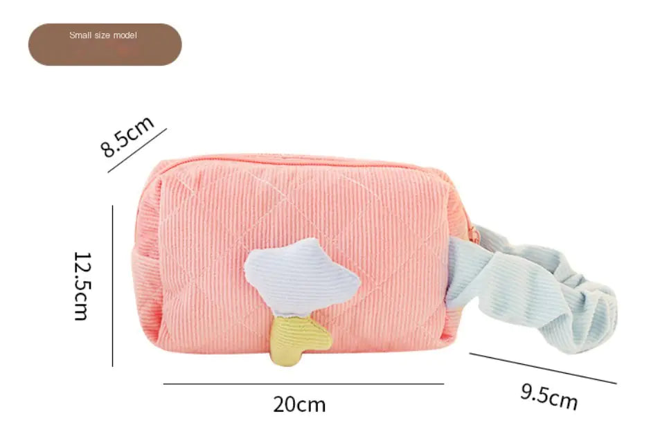 Cute Corduroy Makeup Bag - Portable Large Capacity