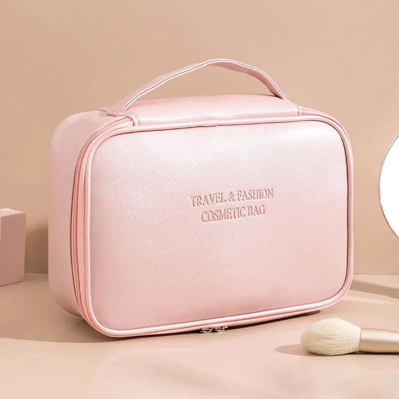 Chic Waterproof Cosmetic Bag - Solid Color