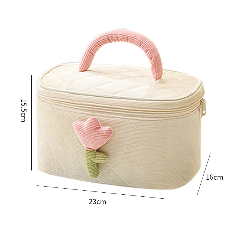 Cute Corduroy Makeup Bag - Portable Large Capacity