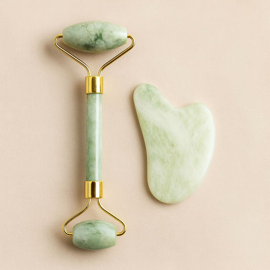 110g Xiu Yu White Jade Facial Roller Gua Sha Set