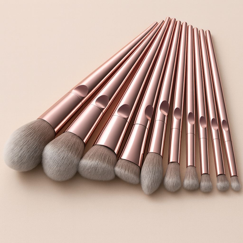 10 Long Handle Thumbprint Makeup Brushes
