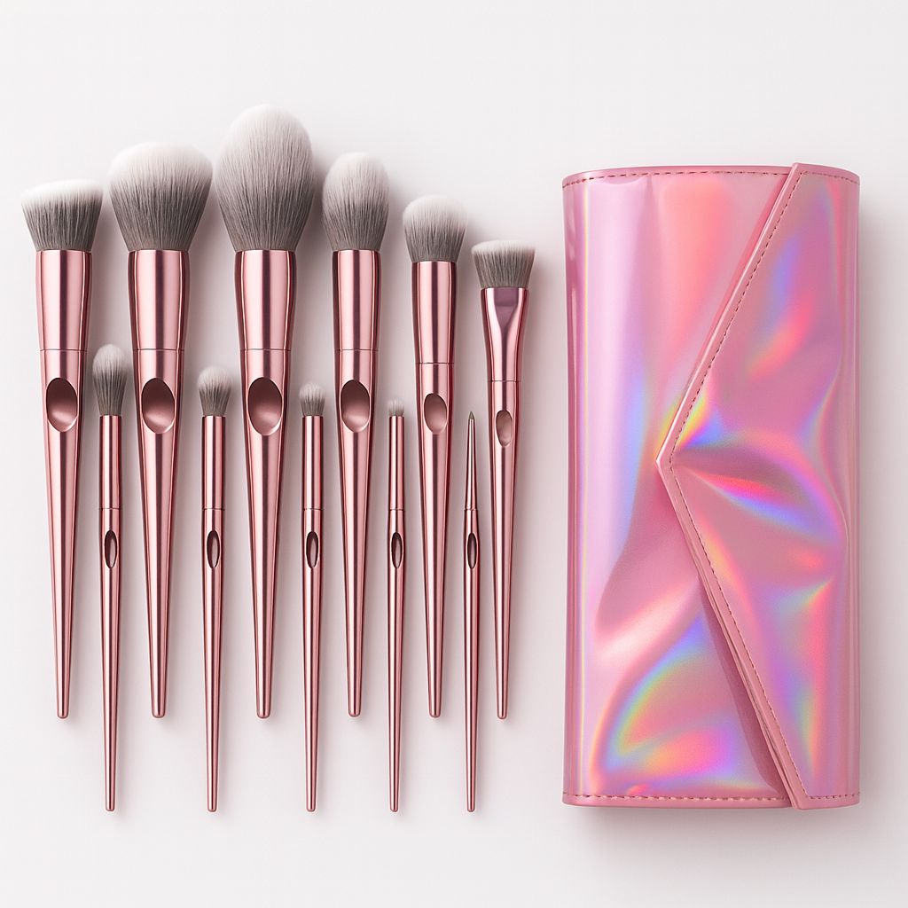 10 Long Handle Thumbprint Makeup Brushes