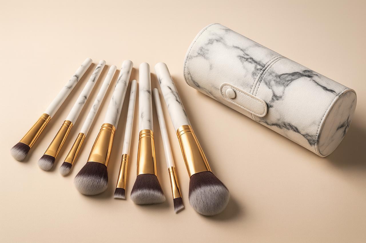 Marble Pattern Makeup Brushes Set of 10 Tools