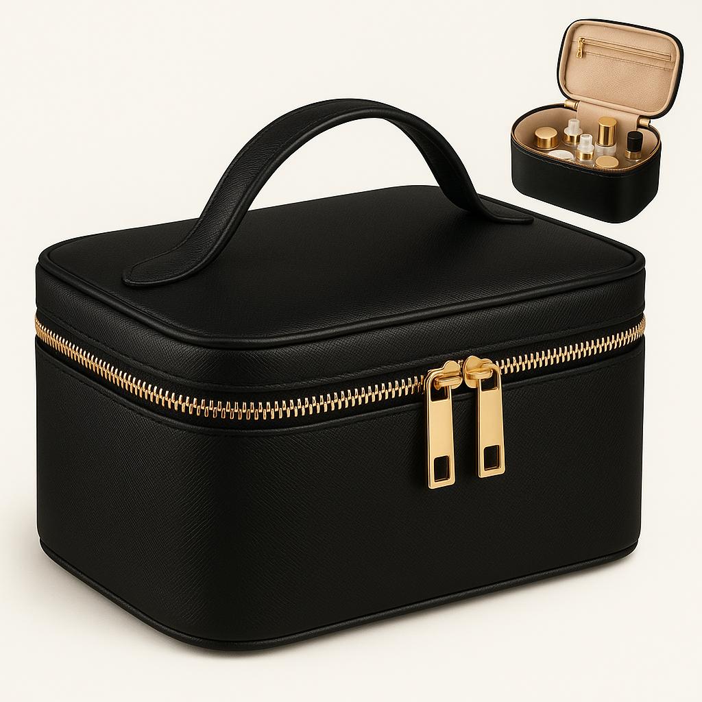 YHPDYL Travel Makeup Bag Portable Cosmetic Bag Large Capacity Makeup Bag with Adjustable Dividers Black Women Makeup Cosmetic Case Skincare Makeup Organizer Bag