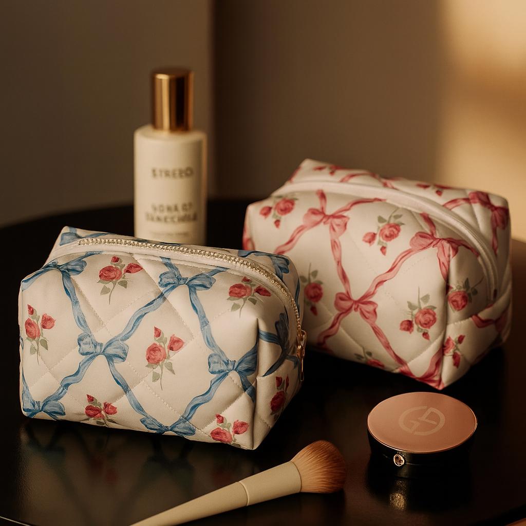Floral Quilted Cosmetic Case