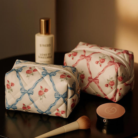 Floral Quilted Cosmetic Case