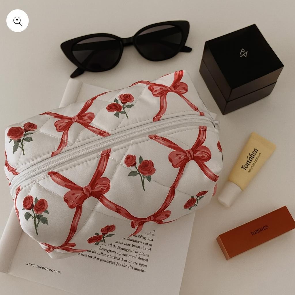 Floral Quilted Cosmetic Case