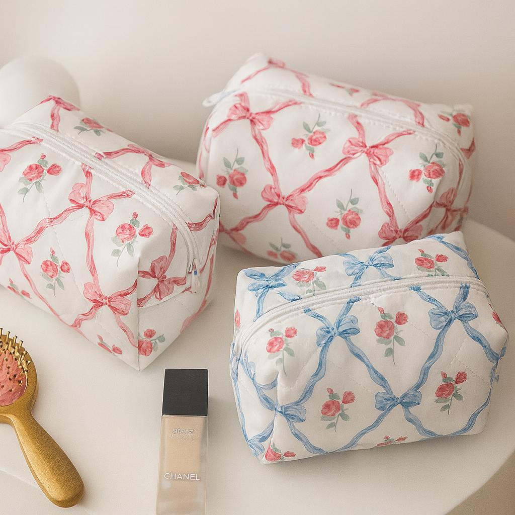 Floral Quilted Cosmetic Case