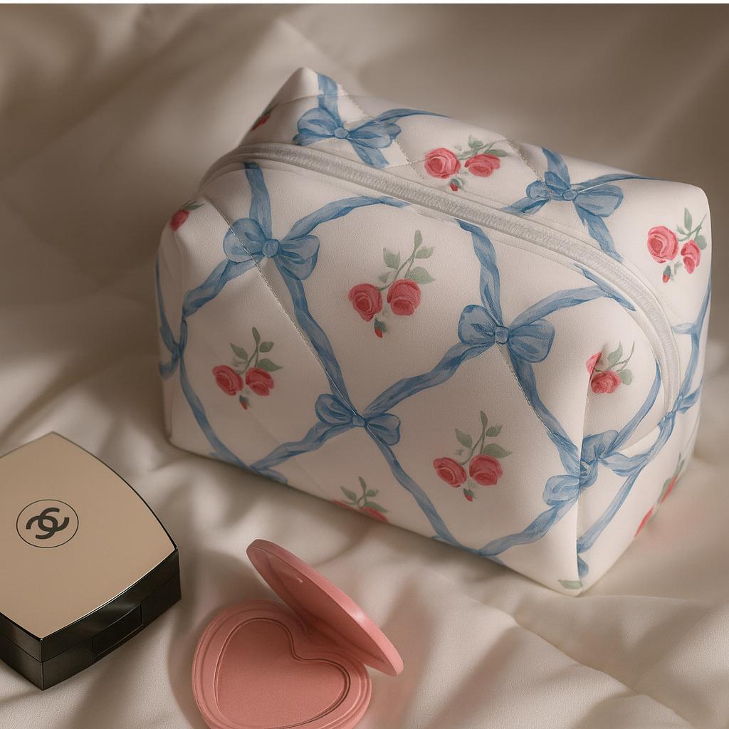 Floral Quilted Cosmetic Case