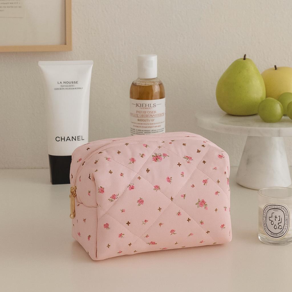 Floral Quilted Cosmetic Case