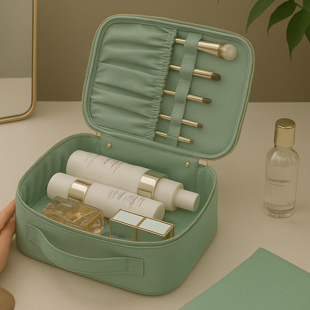 Chic Green Makeup Organizer