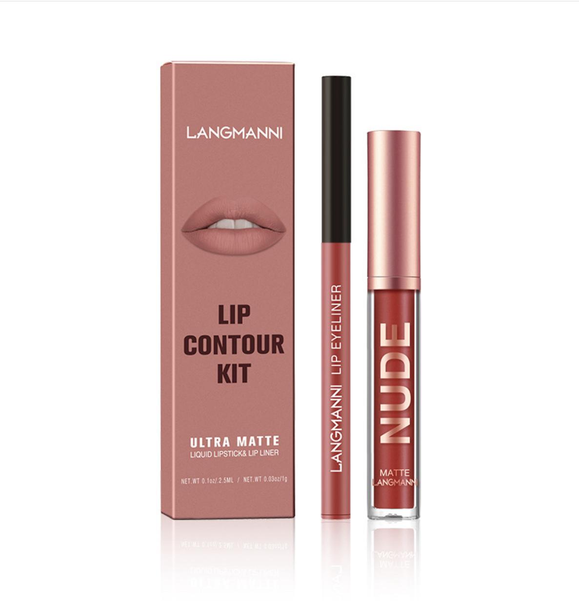 Matte Lip Gloss Set with No-Stain Lip Liner
