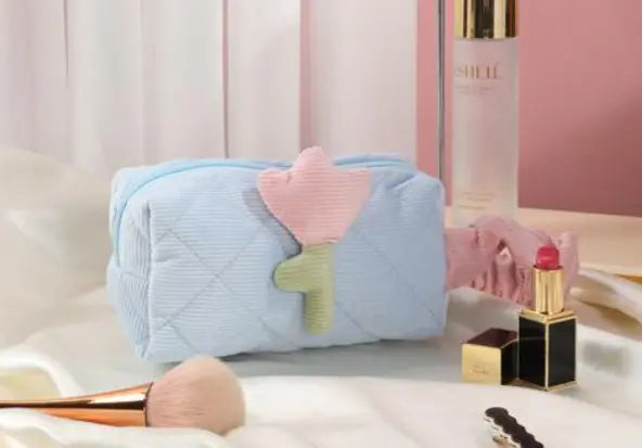 Cute Corduroy Makeup Bag - Portable Large Capacity