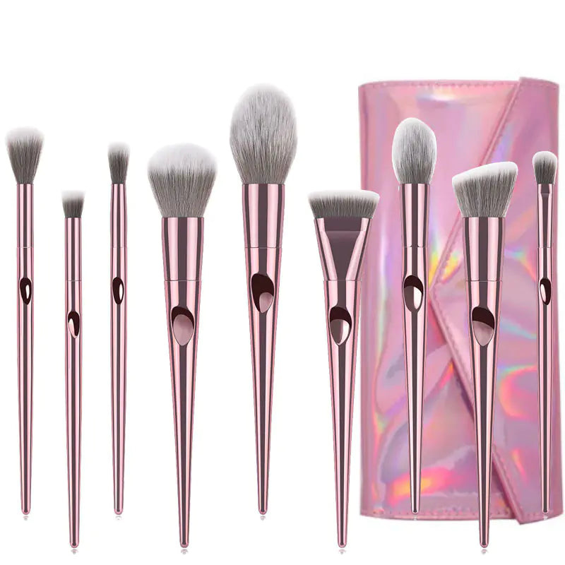 10 Long Handle Thumbprint Makeup Brushes