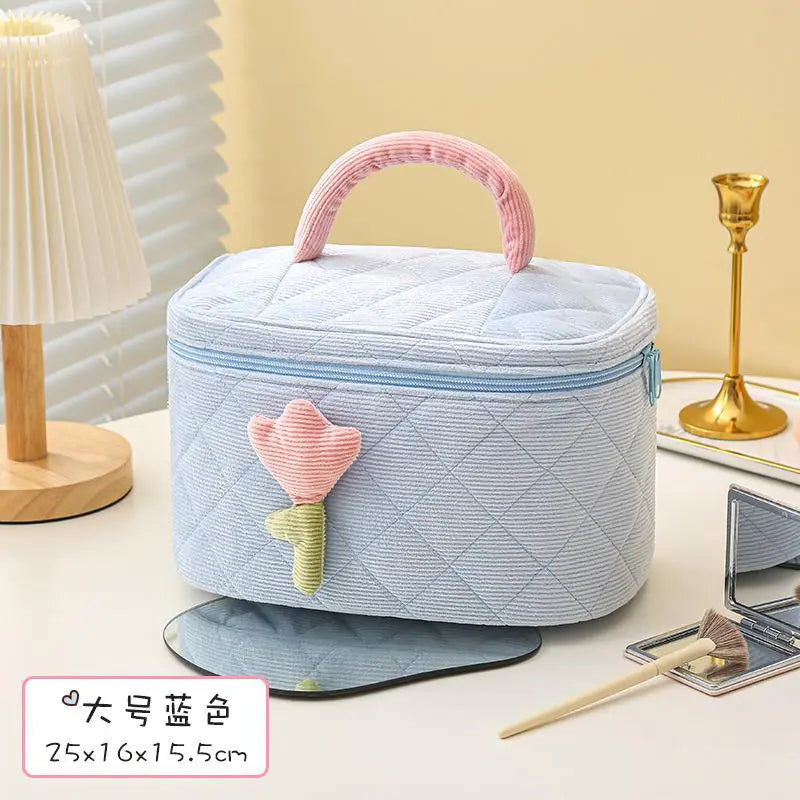 Cute Corduroy Makeup Bag - Portable Large Capacity