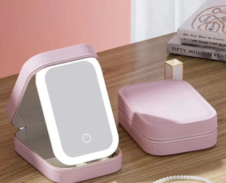Illuminated Cosmetic Bag with Mirror