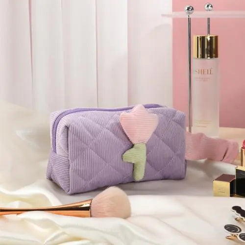 Cute Corduroy Makeup Bag - Portable Large Capacity