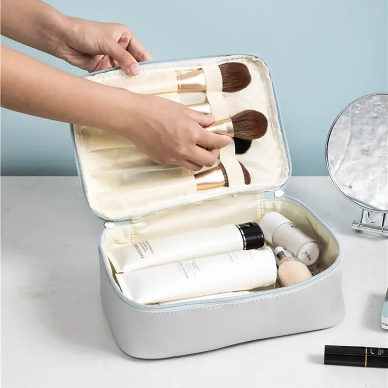 Chic Waterproof Cosmetic Bag - Solid Color