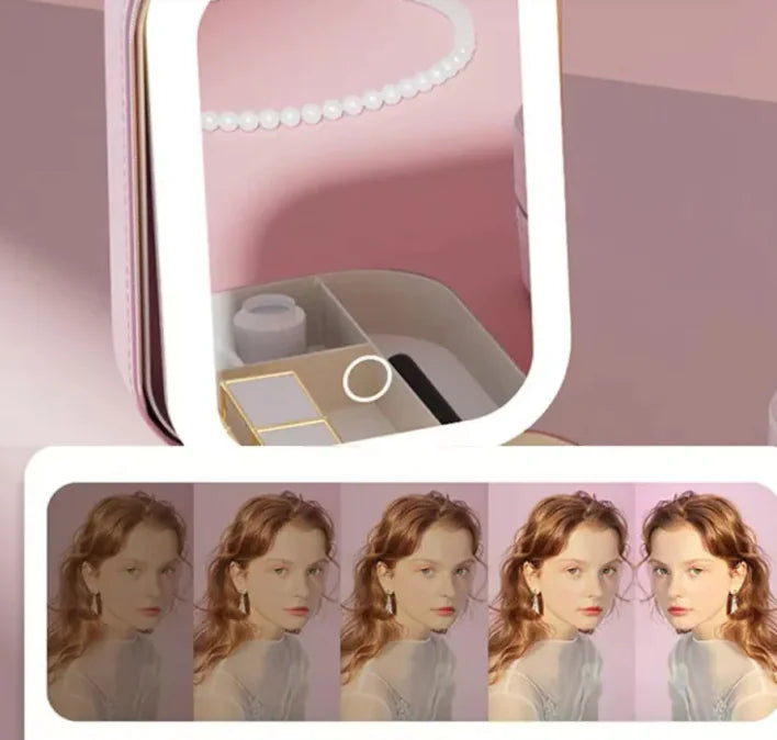Illuminated Cosmetic Bag with Mirror