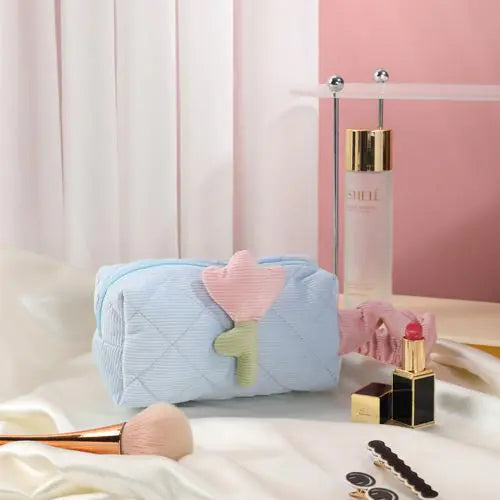 Cute Corduroy Makeup Bag - Portable Large Capacity
