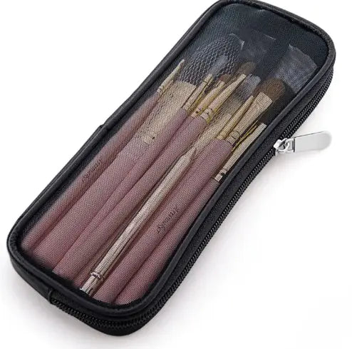 Portable Black Mesh Makeup Bag for Travel Organizing
