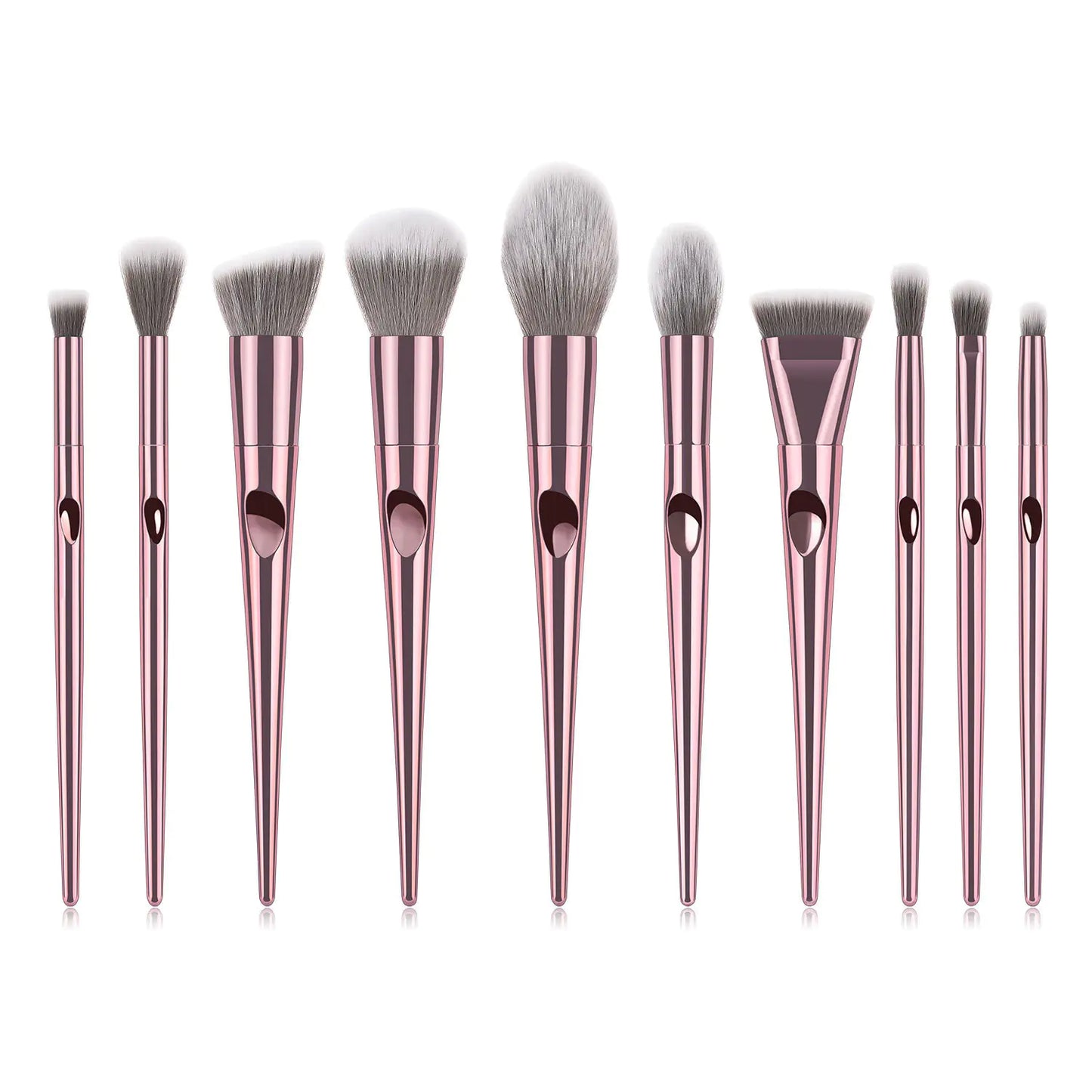 10 Long Handle Thumbprint Makeup Brushes