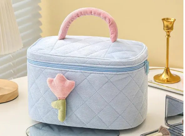Cute Corduroy Makeup Bag - Portable Large Capacity