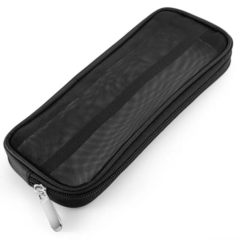 Portable Black Mesh Makeup Bag for Travel Organizing